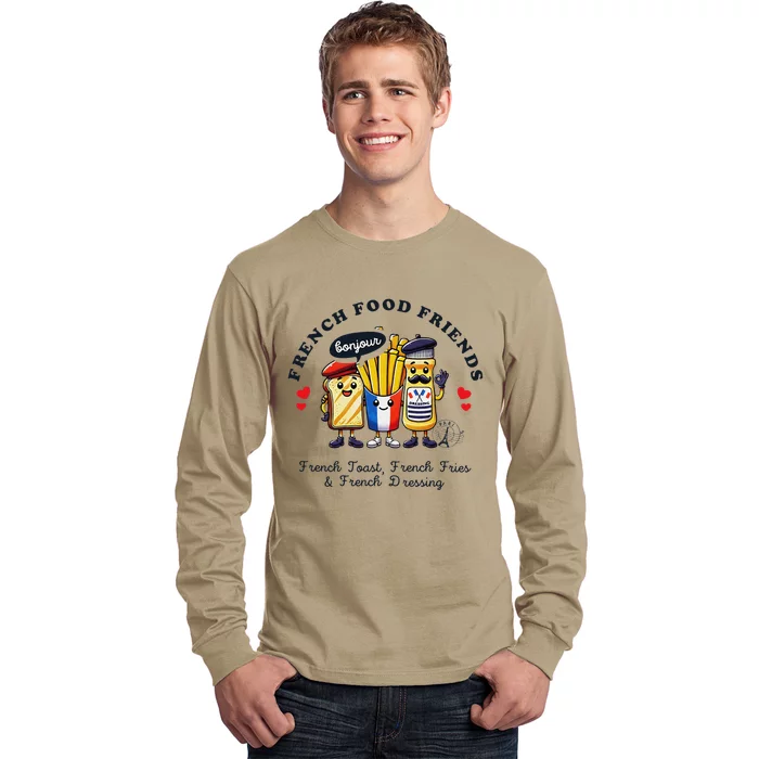 I Love French Food Bonjour Cute Toast Dressing French Fries Long Sleeve Shirt