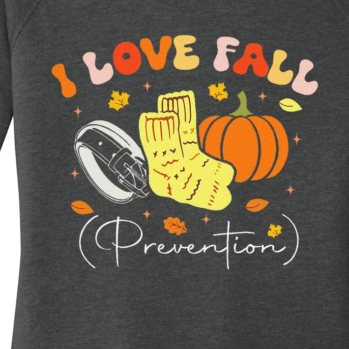 I Love Fall Prevention Autumn Nurse Physical Therapist Gift Women's Perfect Tri Tunic Long Sleeve Shirt