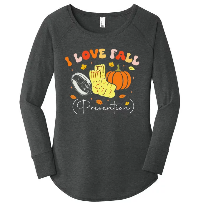 I Love Fall Prevention Autumn Nurse Physical Therapist Gift Women's Perfect Tri Tunic Long Sleeve Shirt