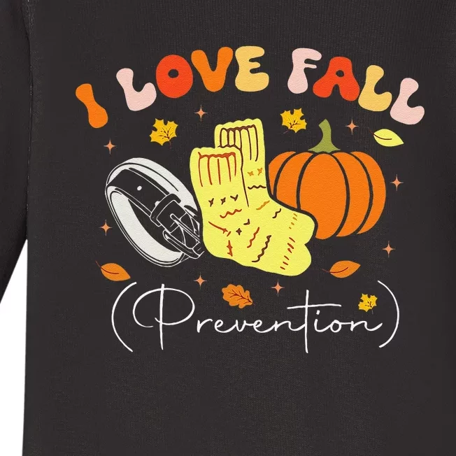 I Love Fall Prevention Autumn Nurse Physical Therapist Gift Baby Long Sleeve Bodysuit