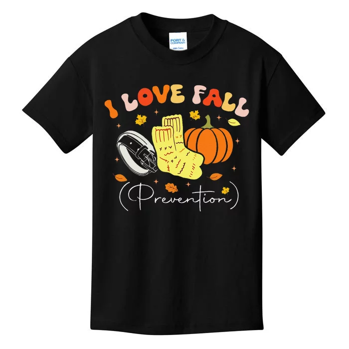 I Love Fall Prevention Autumn Nurse Physical Therapist Gift Kids T-Shirt