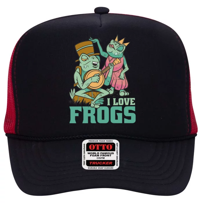 I Love Frogs High Crown Mesh Trucker Hat