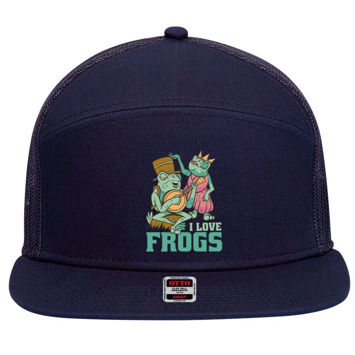 I Love Frogs 7 Panel Mesh Trucker Snapback Hat