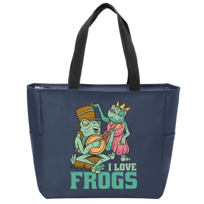 I Love Frogs Zip Tote Bag