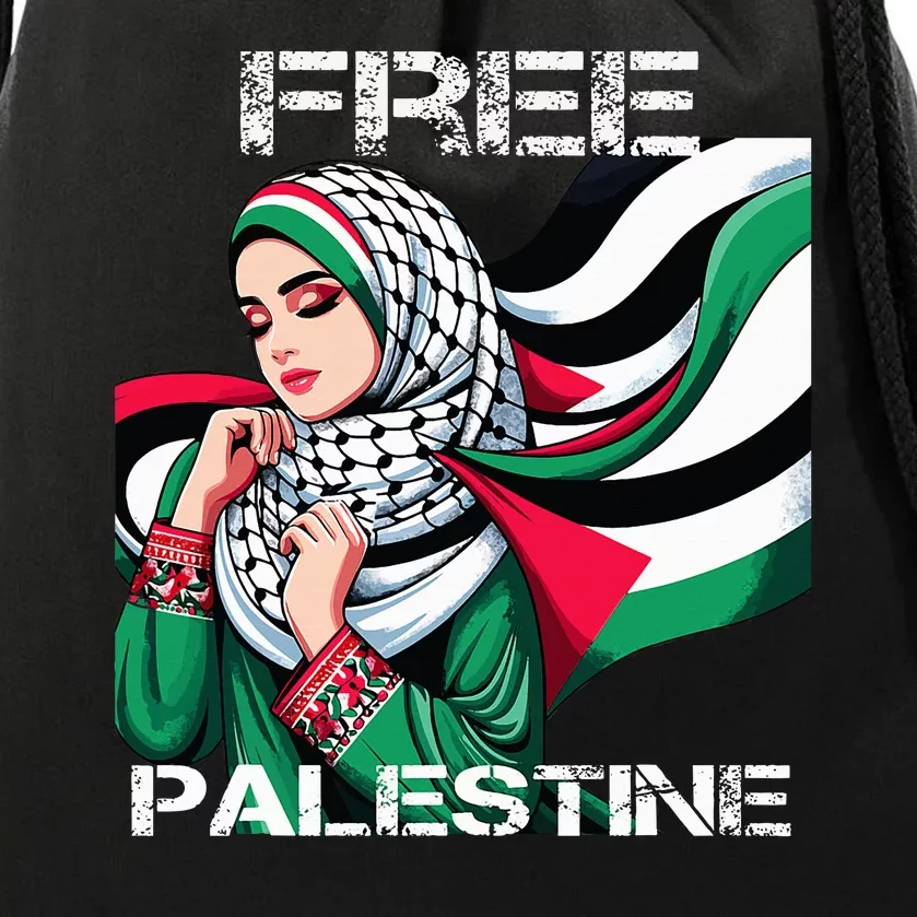 I Love Free Palestine Flag Save Gaza Strip Palestinian Drawstring Bag