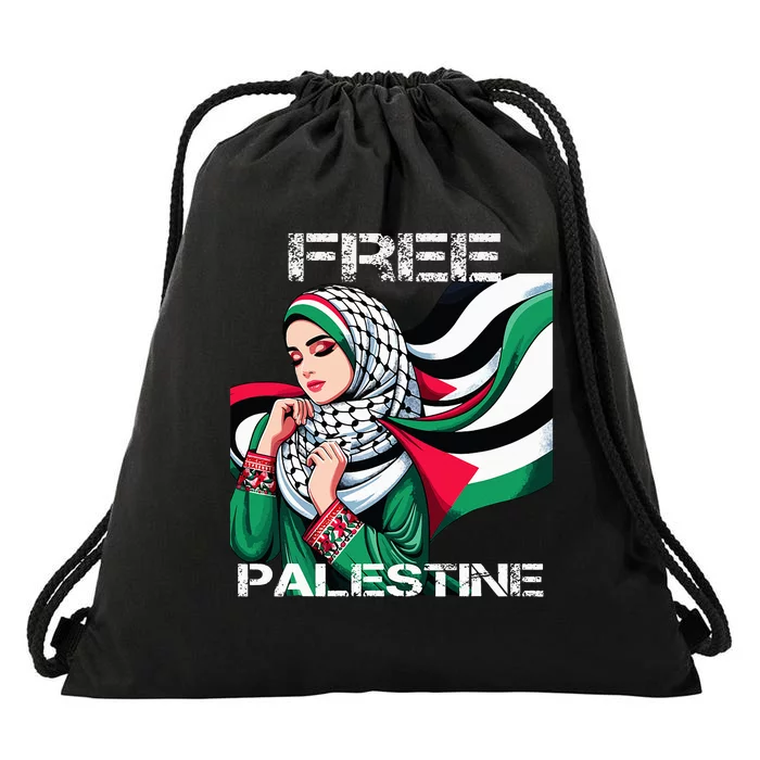 I Love Free Palestine Flag Save Gaza Strip Palestinian Drawstring Bag