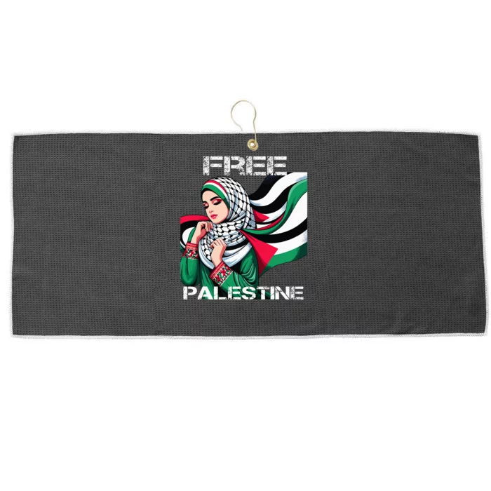 I Love Free Palestine Flag Save Gaza Strip Palestinian Large Microfiber Waffle Golf Towel