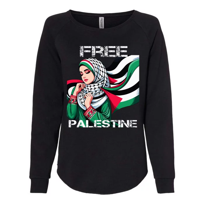 I Love Free Palestine Flag Save Gaza Strip Palestinian Womens California Wash Sweatshirt