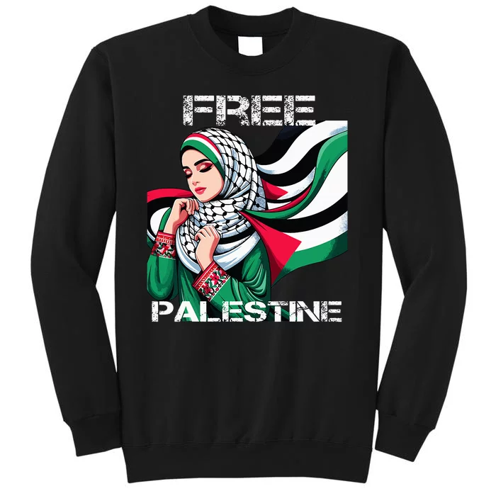 I Love Free Palestine Flag Save Gaza Strip Palestinian Tall Sweatshirt