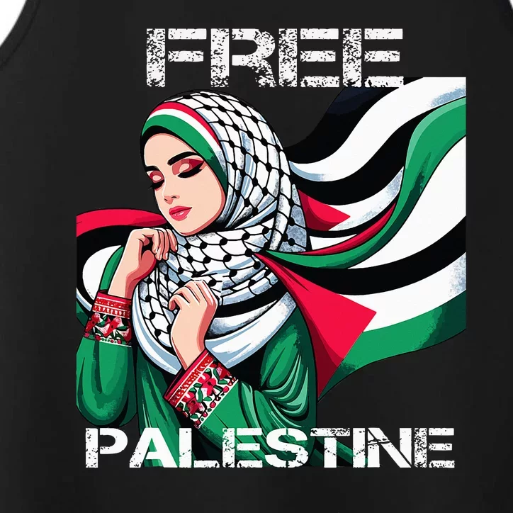 I Love Free Palestine Flag Save Gaza Strip Palestinian Performance Tank