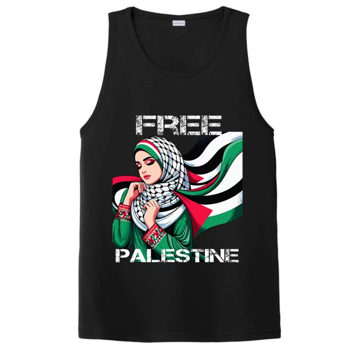 I Love Free Palestine Flag Save Gaza Strip Palestinian Performance Tank