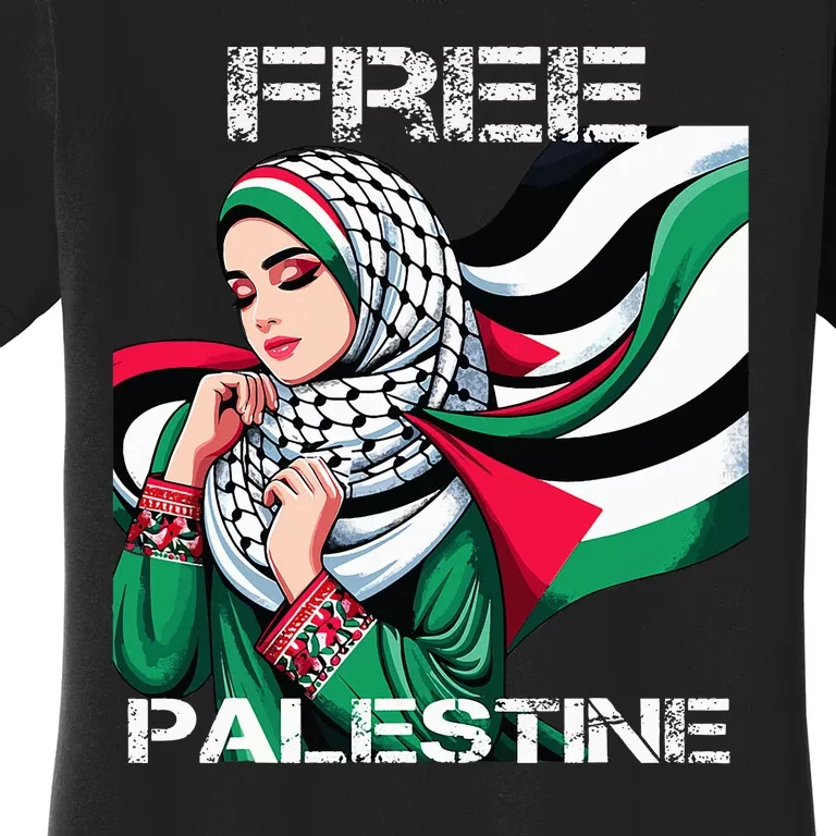 I Love Free Palestine Flag Save Gaza Strip Palestinian Women's T-Shirt