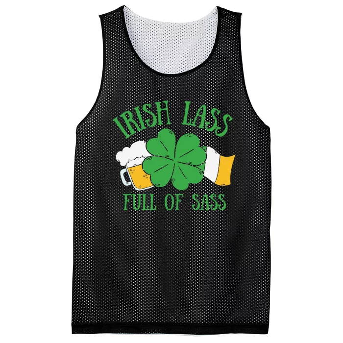 Irish Lass Full Of Sass Funny St Patricks Day Mesh Reversible Basketball Jersey Tank