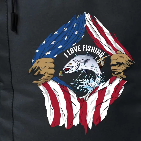 I Love Fishing Cool Usa Flag Daily Commute Backpack