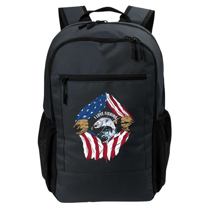 I Love Fishing Cool Usa Flag Daily Commute Backpack