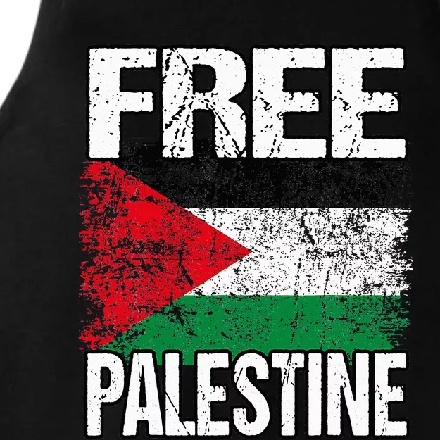 I Love Free Palestine Flag Save Gaza Strip Palestinian Ladies Tri-Blend Wicking Tank