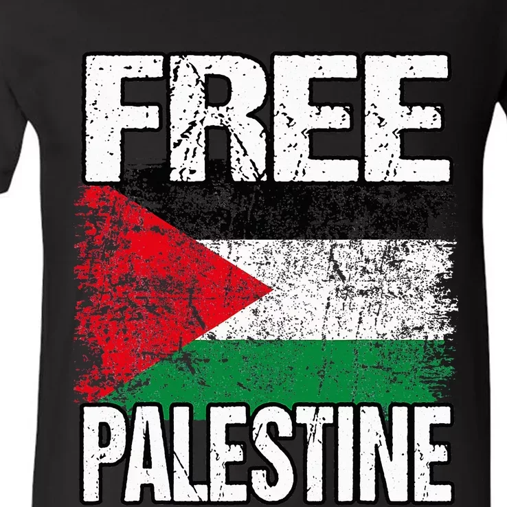 I Love Free Palestine Flag Save Gaza Strip Palestinian V-Neck T-Shirt