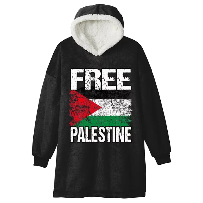 I Love Free Palestine Flag Save Gaza Strip Palestinian Hooded Wearable Blanket