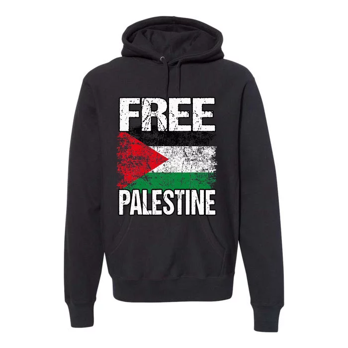 I Love Free Palestine Flag Save Gaza Strip Palestinian Premium Hoodie