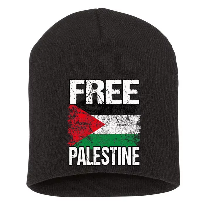 I Love Free Palestine Flag Save Gaza Strip Palestinian Short Acrylic Beanie