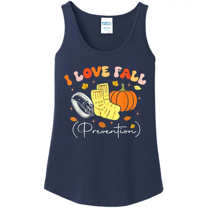 I Love Fall Prevention Autumn Nurse Physical Therapist Ladies Essential Tank