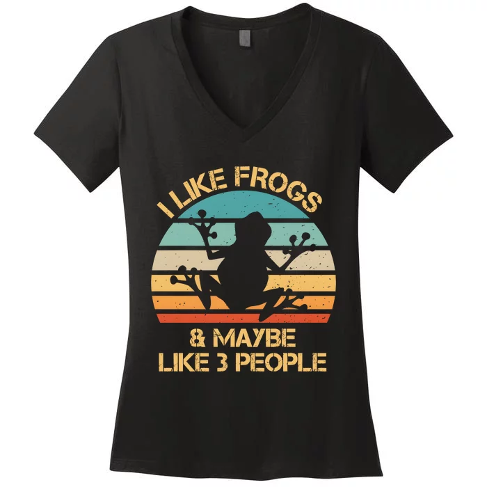 I Like Frogs And Maybe Like 3 People Vintage Women's V-Neck T-Shirt