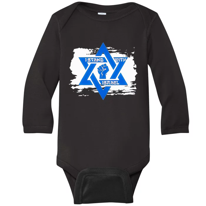 Israel Love Flag I Stand With Israel Heritage Israeli Flag Baby Long Sleeve Bodysuit