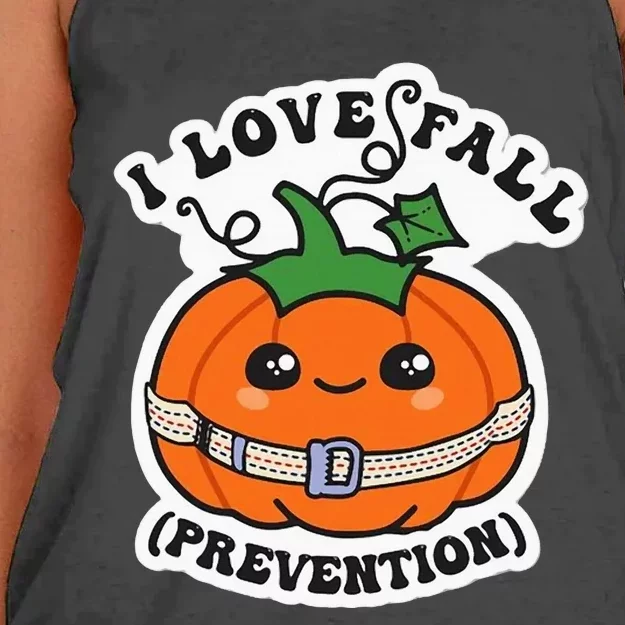 I Love Fall Prevention Fall Physical Therapy Women's Knotted Racerback Tank