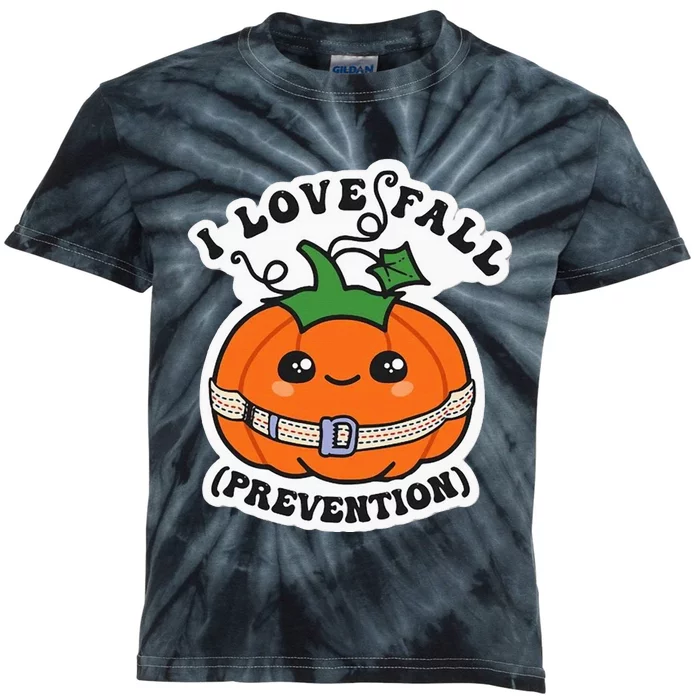 I Love Fall Prevention Fall Physical Therapy Kids Tie-Dye T-Shirt