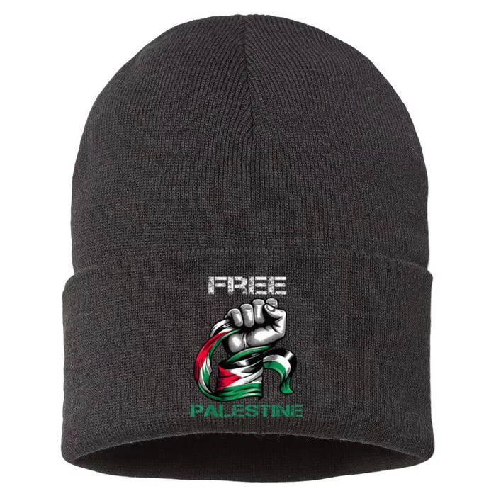 I Love Free Palestine Flag Sustainable Knit Beanie