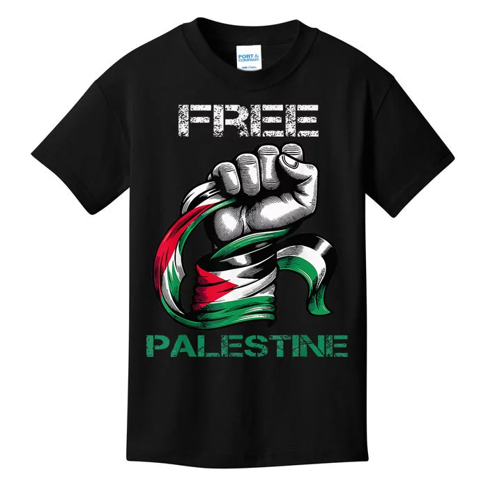 I Love Free Palestine Flag Kids T-Shirt