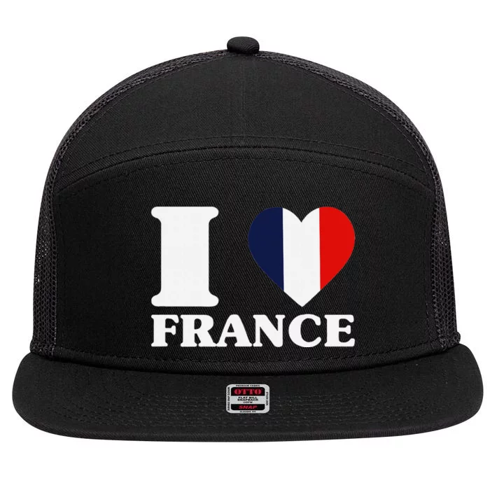 I Love France For France Fan I Love France 7 Panel Mesh Trucker Snapback Hat