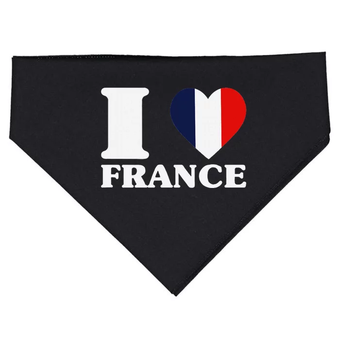 I Love France For France Fan I Love France USA-Made Doggie Bandana