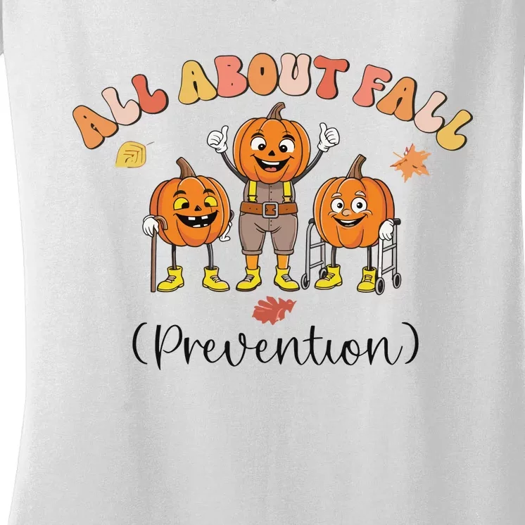 I Love Fall Prevention Fall Occupational Therapy Ot Women's V-Neck T-Shirt