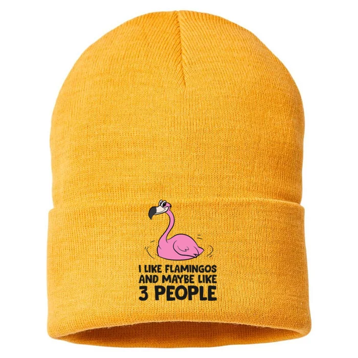 I Like Flamingos And Maybe Like 3 People Flamingos Sustainable Knit Beanie