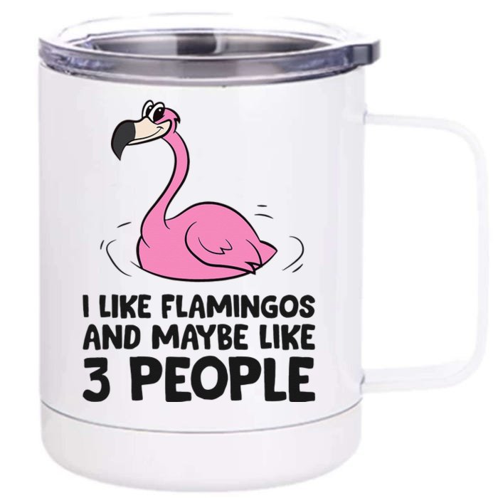 I Like Flamingos And Maybe Like 3 People Flamingos Front & Back 12oz Stainless Steel Tumbler Cup