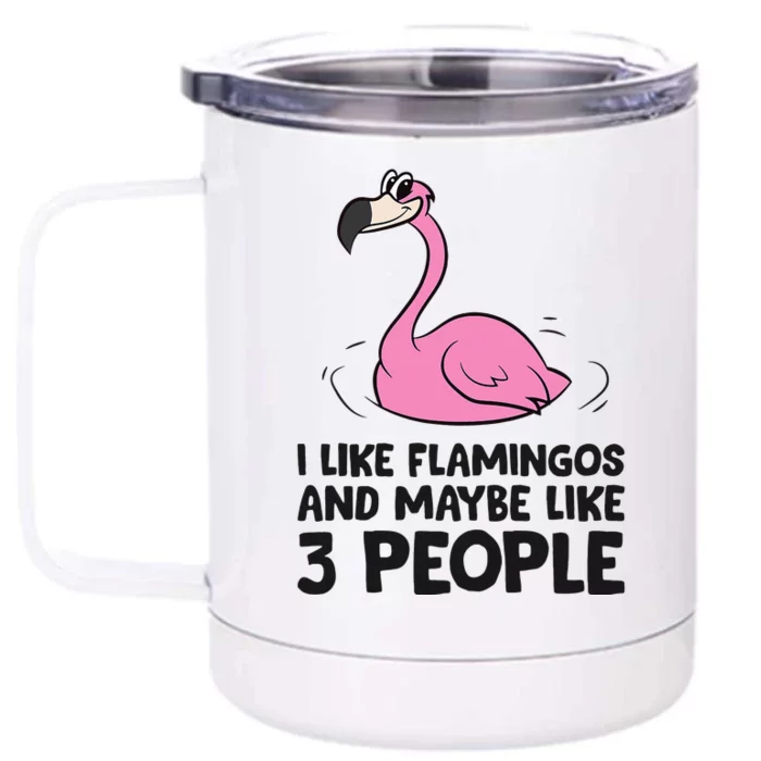 I Like Flamingos And Maybe Like 3 People Flamingos Front & Back 12oz Stainless Steel Tumbler Cup