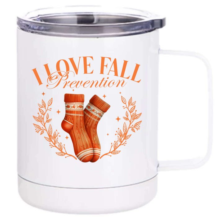 I Love Fall Prevention Thanksgiving Nurse Front & Back 12oz Stainless Steel Tumbler Cup