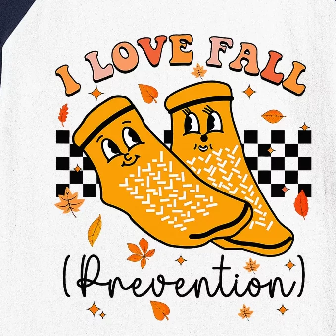 I Love Fall Prevention Fall Physical Therapy Baseball Sleeve Shirt