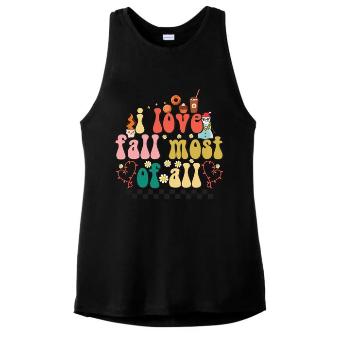 I Love Fall Most Of All Ladies Tri-Blend Wicking Tank