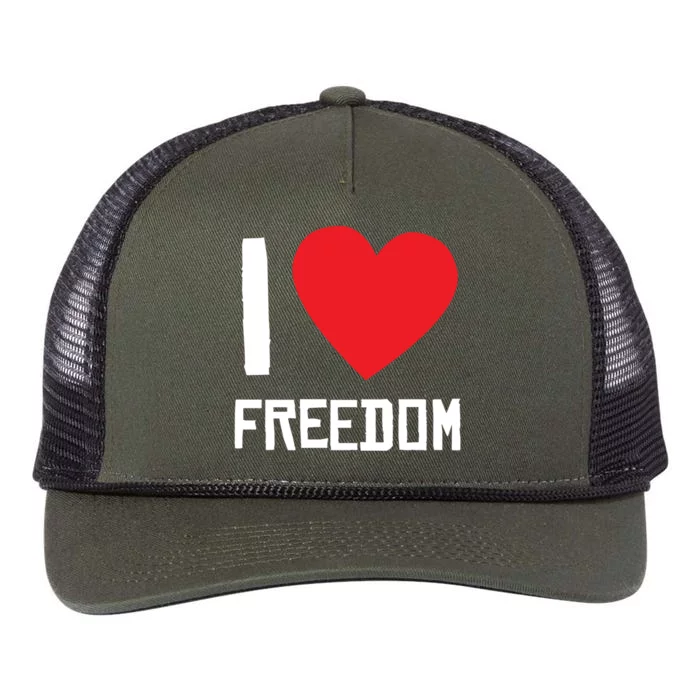 I Love Freedom Gift Free Proud Gift Country Pride Quote Saying Great Gift Retro Rope Trucker Hat Cap