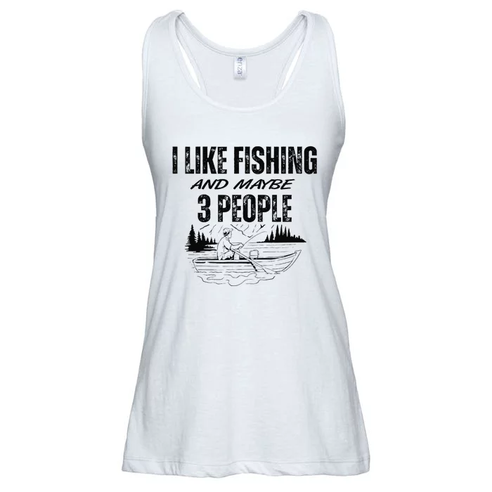 I Like Fishing And Maybe Three People Funny Fishing Ladies Essential Flowy Tank