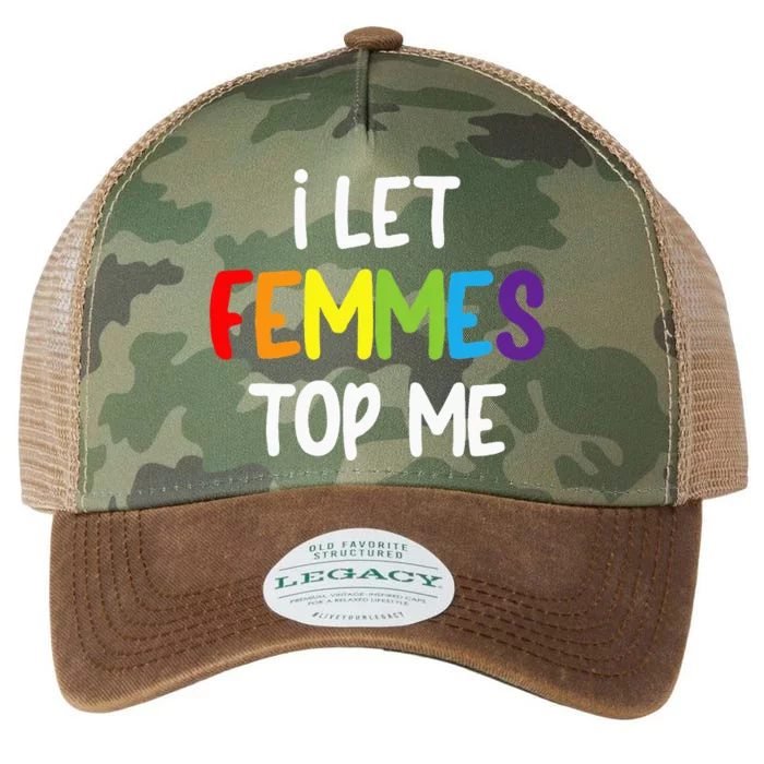 I Let Femmes Top Me Lesbian Bisexual Design Pride Lgbtq Legacy Tie Dye Trucker Hat