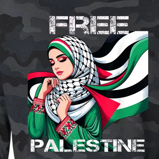 I Love Free Palestine Flag Save Gaza Strip Palestinian Cropped Pullover Crew