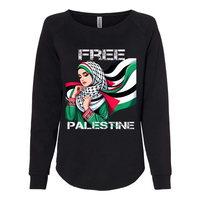 I Love Free Palestine Flag Save Gaza Strip Palestinian Womens California Wash Sweatshirt