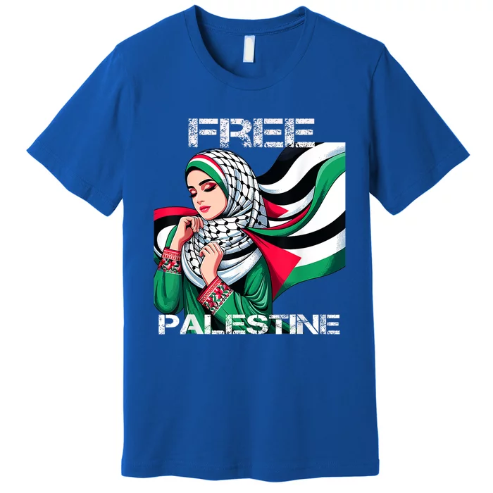 I Love Free Palestine Flag Save Gaza Strip Palestinian Premium T-Shirt