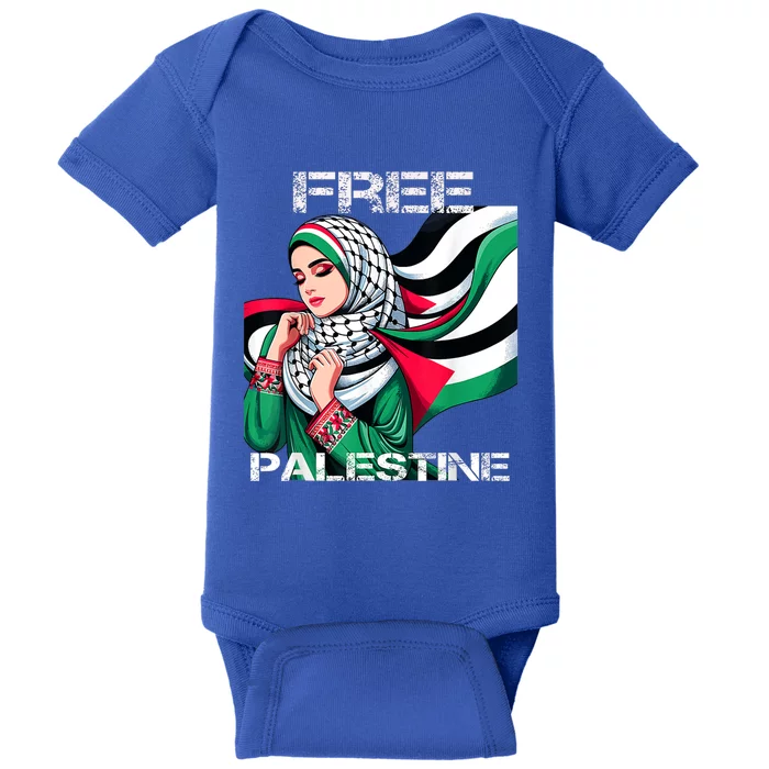 I Love Free Palestine Flag Save Gaza Strip Palestinian Baby Bodysuit