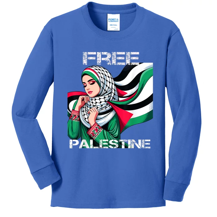 I Love Free Palestine Flag Save Gaza Strip Palestinian Kids Long Sleeve Shirt