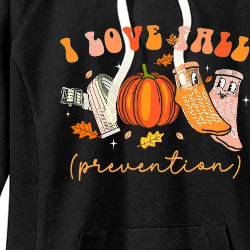 I Love Fall Prevention Fall Physical Therapy Women's Fleece Hoodie