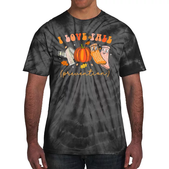 I Love Fall Prevention Fall Physical Therapy Tie-Dye T-Shirt